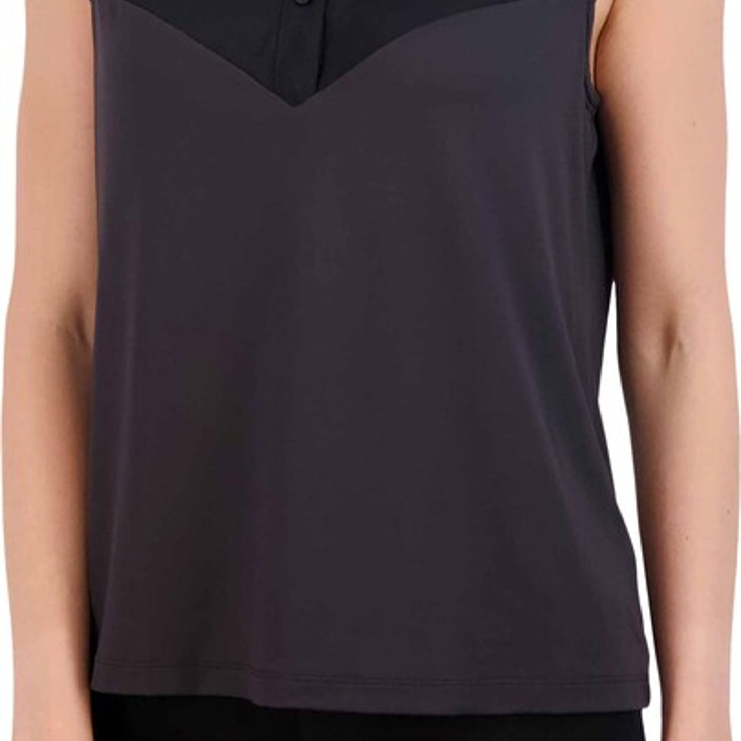 Foxcroft Ricki Mixed Media Top - Black - 199535