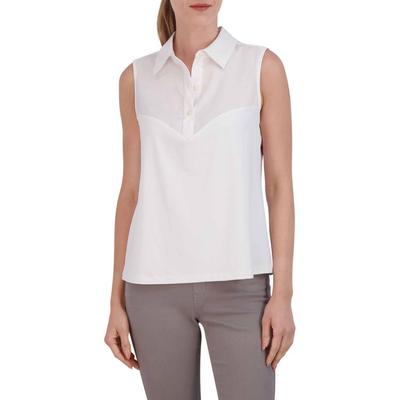Foxcroft Ricki Mixed Media Top - White - 199535
