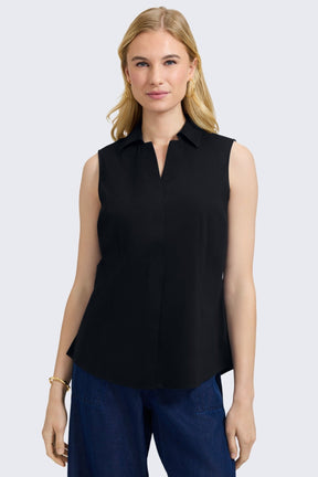 Foxcroft Taylor Sleeveless Non-Iron Shirt - Black - 184886