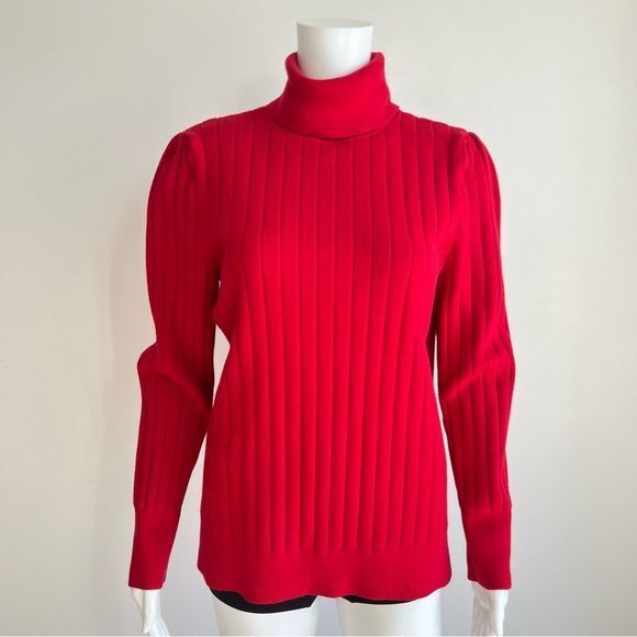 Maggie Red Ribbed Turtleneck Sweater