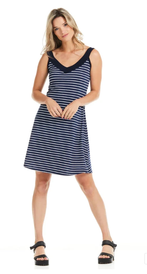 Gitane Navy Striped Sleeveless Dress V39 - 6414N