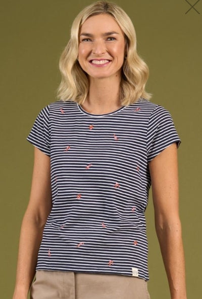 Charlie Jane Sumner Printed Tee - Shrimp Stripe - OH1000P