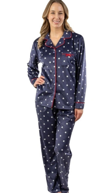 Patricia Fuzzy Navy & Polka Dot 2 Piece PJ Set - 122-1