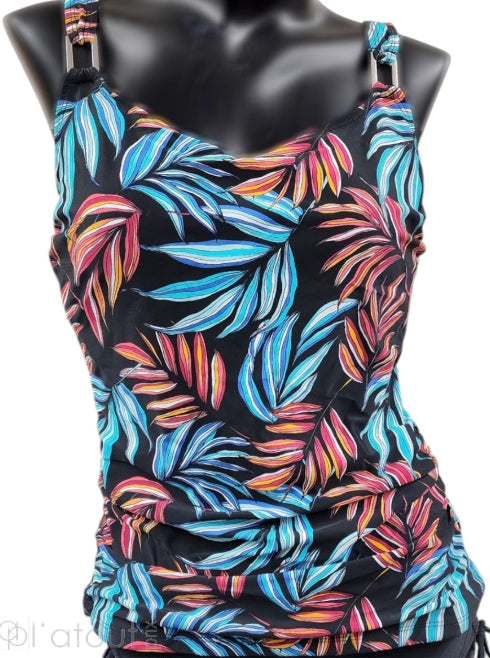 Karmilla Tankini bikini top - Black & Bright -T2-506