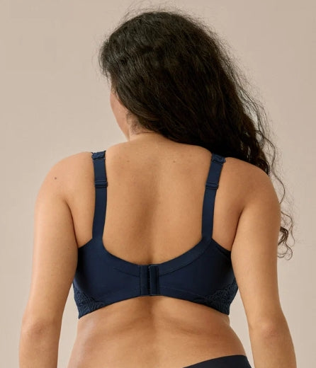 Naturana Soft Bra with Side Smoother Effect and Lace - Dark Blue - 5675 251