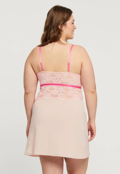 Montelle Intimates Pillow Talk Bust Support Chemise Set - Champagne Rosebloom - L - 9518