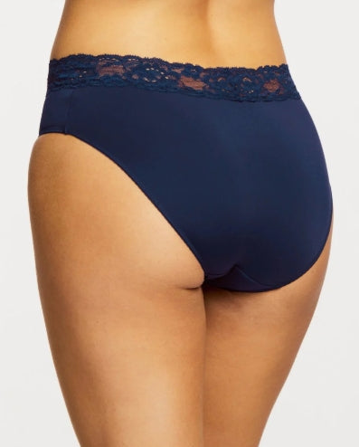 Montelle Intimates Microfiber and Lace Low Cut brief - XXL - Gemstone Blue - 9004