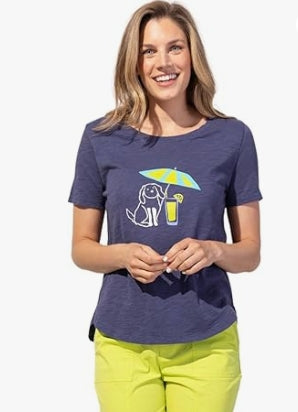 Escape Dog Umbrella Graphic T-Shirt - Navy - 41703