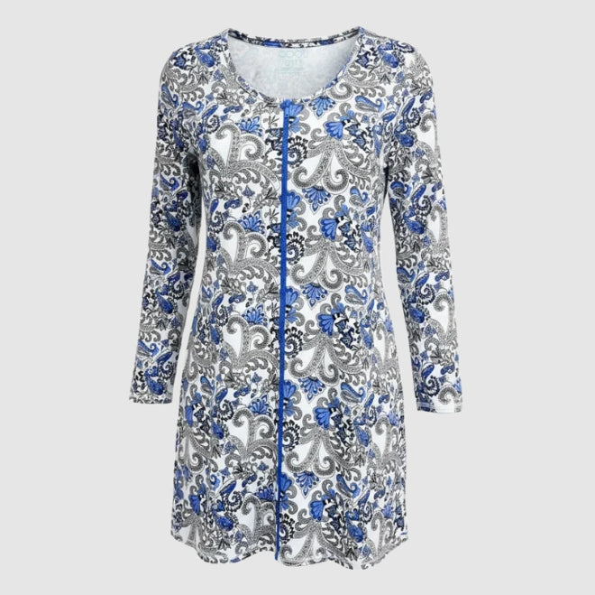 Cool Girl Long Sleeve Sleepshirt - Blue Paisley - C325202