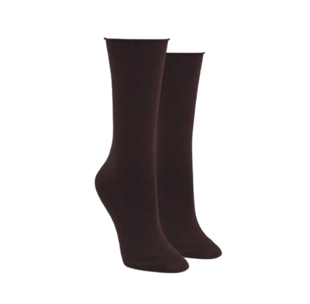McGregor's Woman's Bamboo Blend flat knit socks - Dark Brown - MGW201DR25007