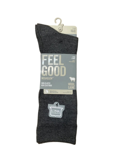 McGregor Men's "Feel Good" Wool Crew Socks - Black Size 7-12 - MGM201DR37001 /2 / 3