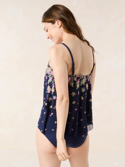 Beach House Miranda Mesh Underwire Tankini Top - Floral Rain - Admiral Blue - H4E082
