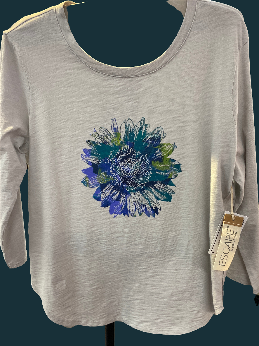 Escape Floral Print Long Sleeve Tee - XL - Dune - 42504
