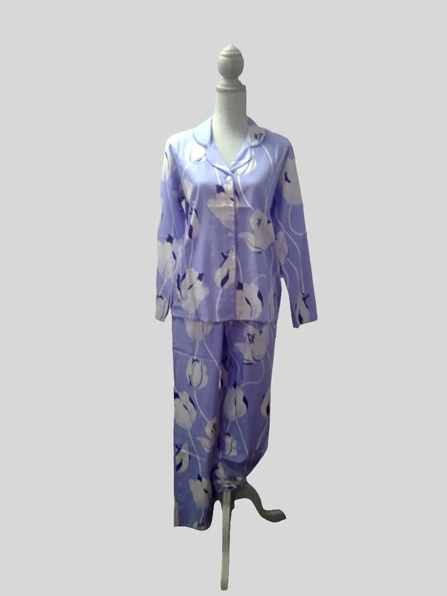 Nora Rose Long Sleeve Lilac Floral Pajama Set - 2207