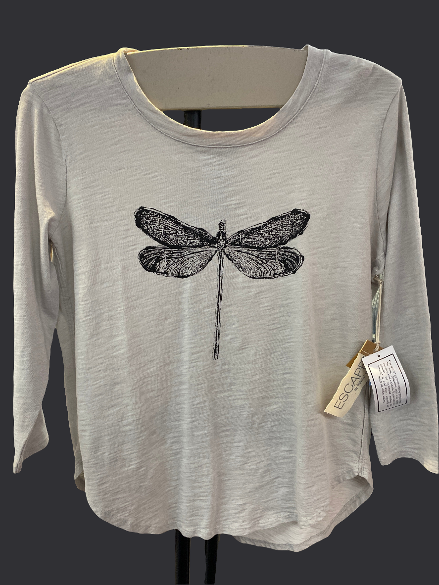 Escape Dragonfly Graphic Long Sleeve Tee - Dune - 42804
