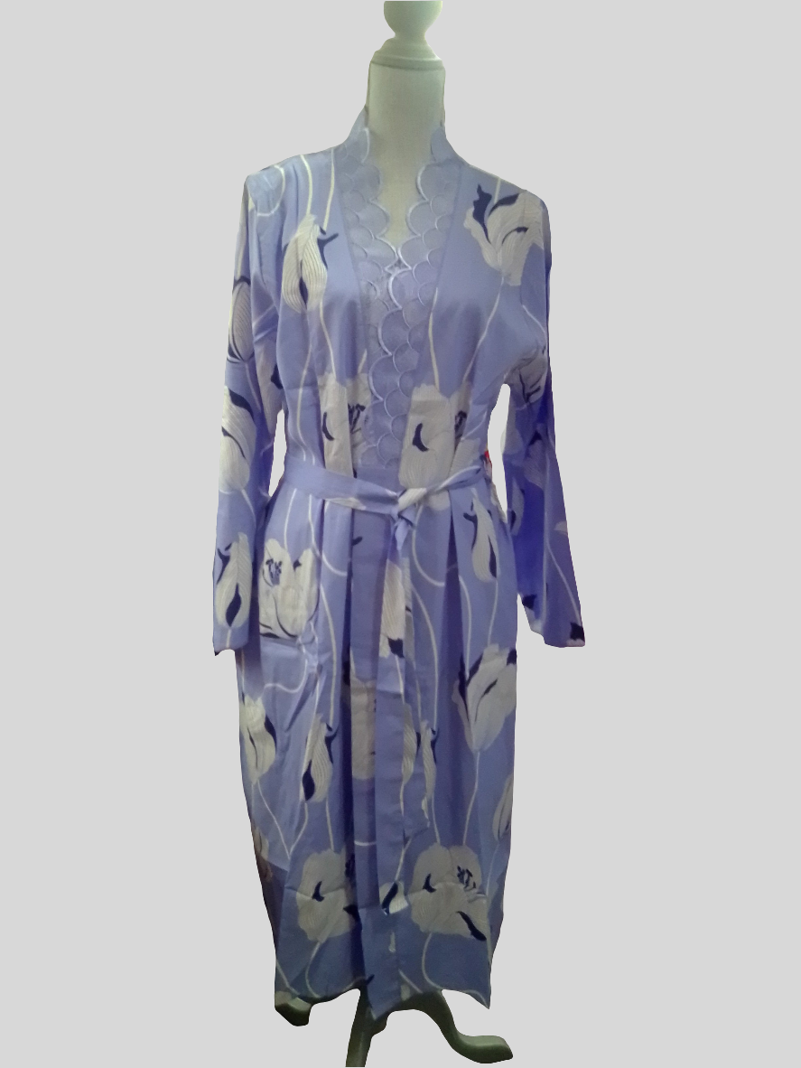 Nora Rose Lilac Floral Midi Dressing Gown- Lilac - 2209