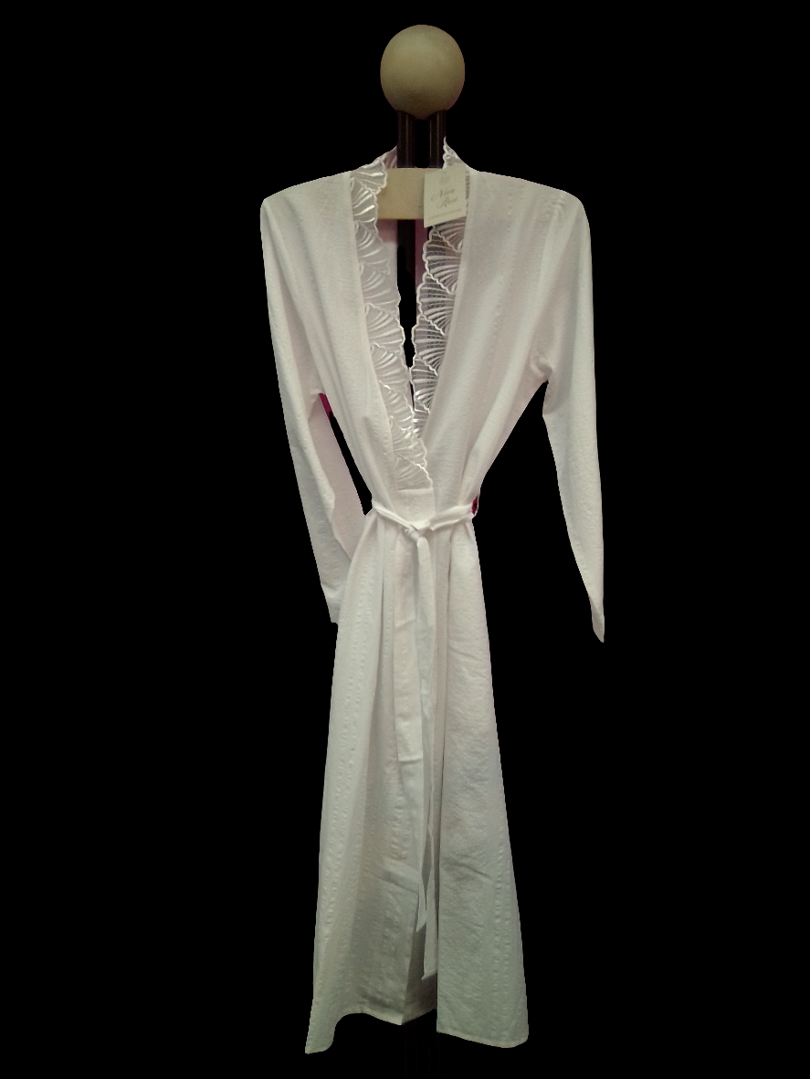 Cyberjammies, Christina Womens Lace-Detail Seersucker Long Dressing Gown