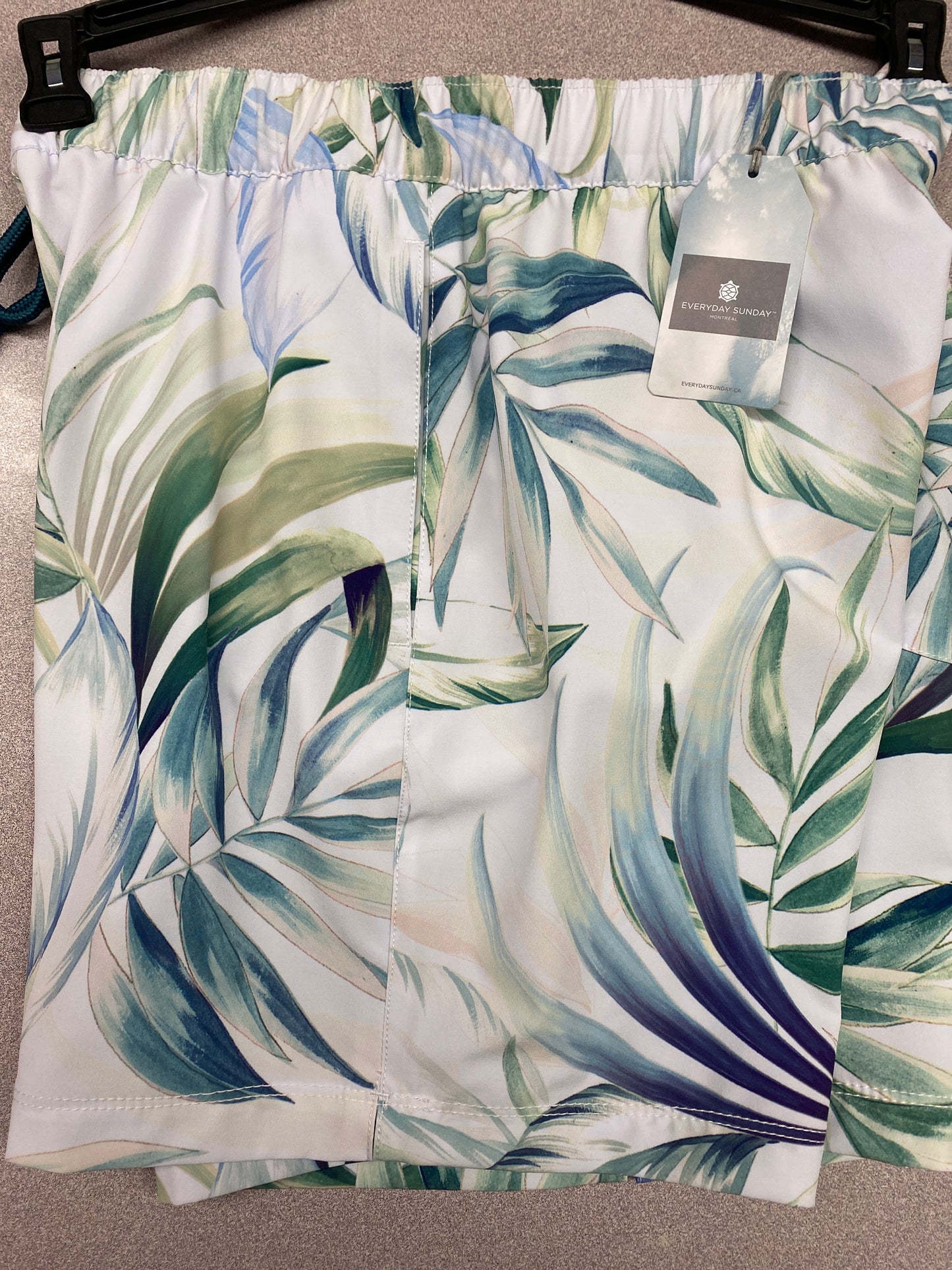 Everyday Sunday Men's Tropical Swim Shorts - White Leafs - ESBEAM01006
