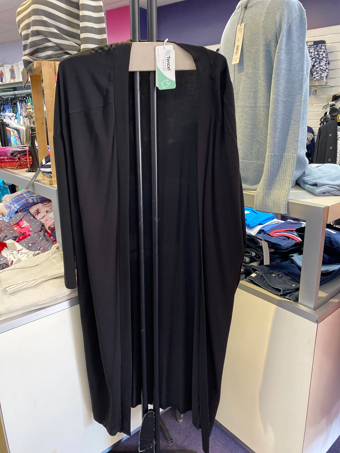 Black Longline Draped Cardigan