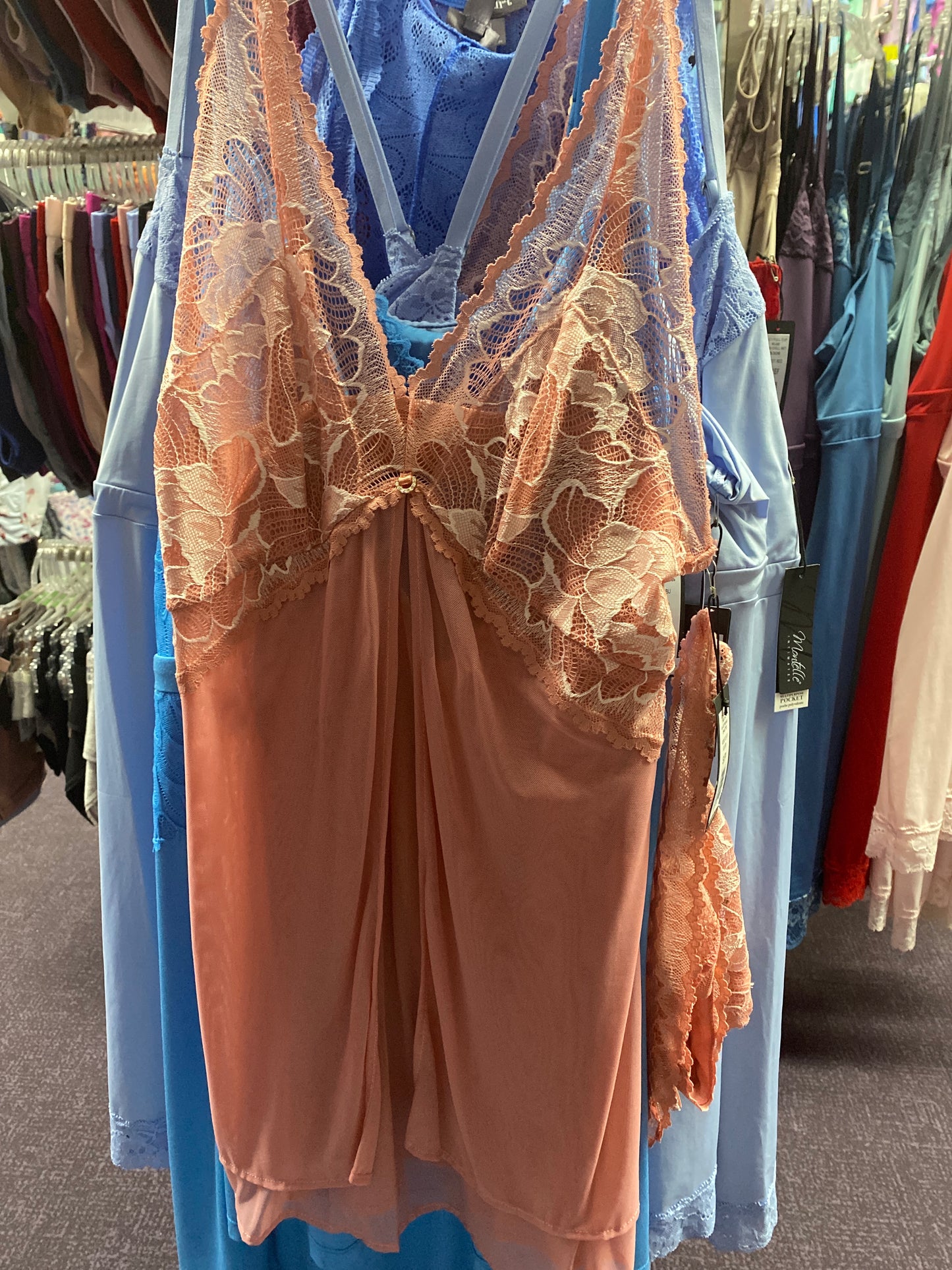 Lace Trim Satin Nighty