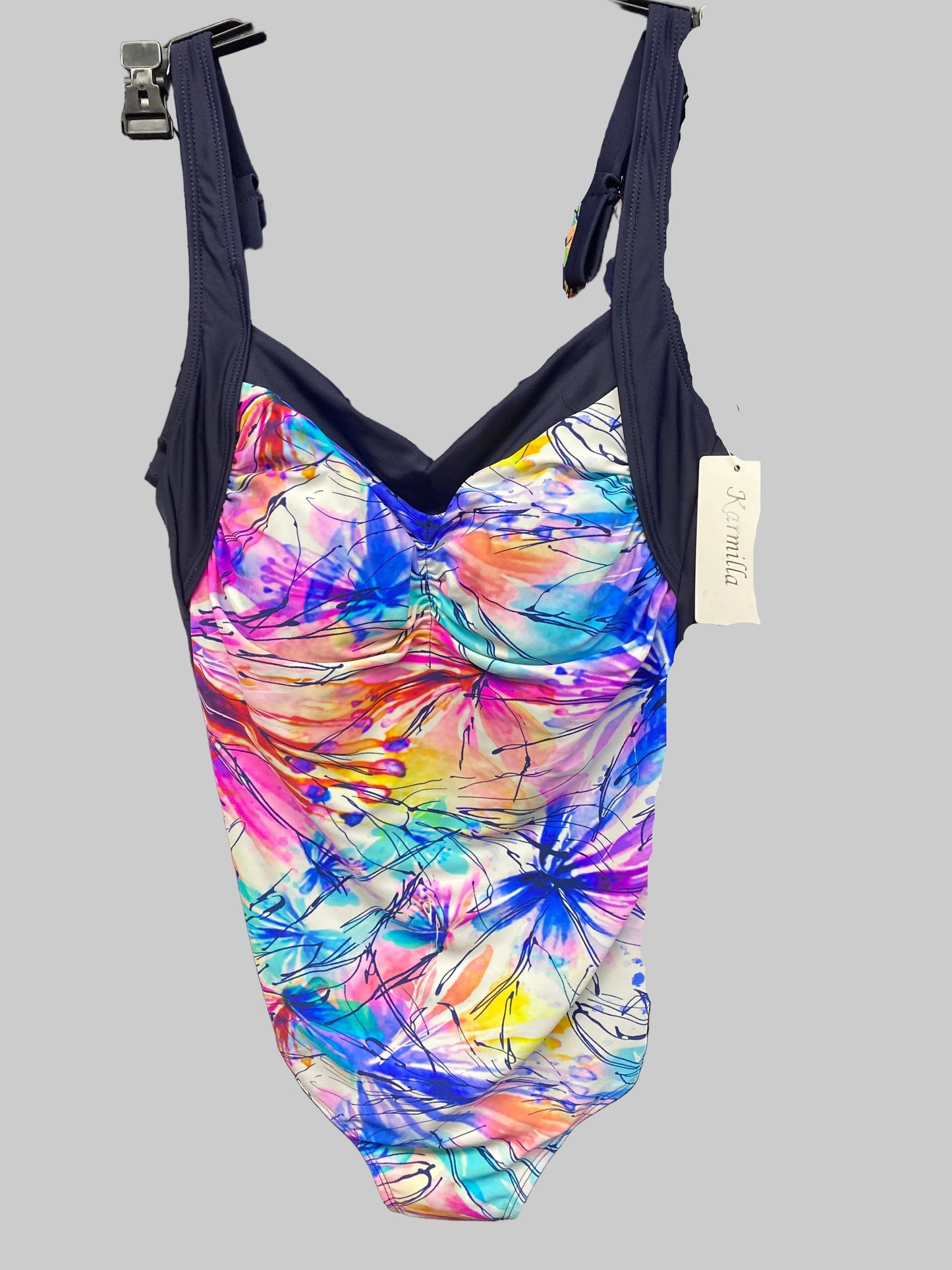 Karmilla One-Piece Swimsuit - White Ground Multi Navy - 016-409