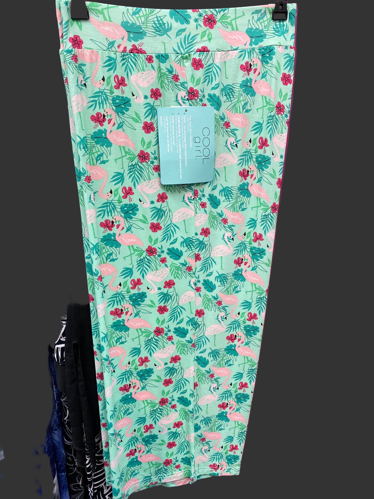 Cool Girl Flamingo Print 3/4 Length Wide Leg Lounge pant