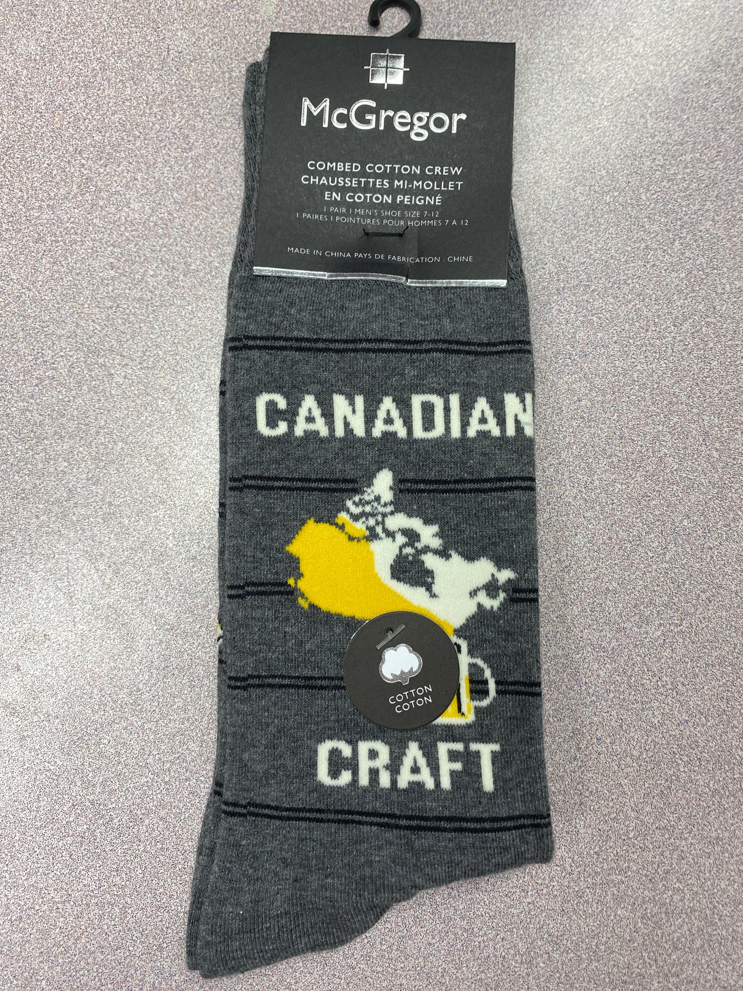 McGregor Canadian Men's Cotton Crew Socks - Charcoal Heather - MGM211CR01001