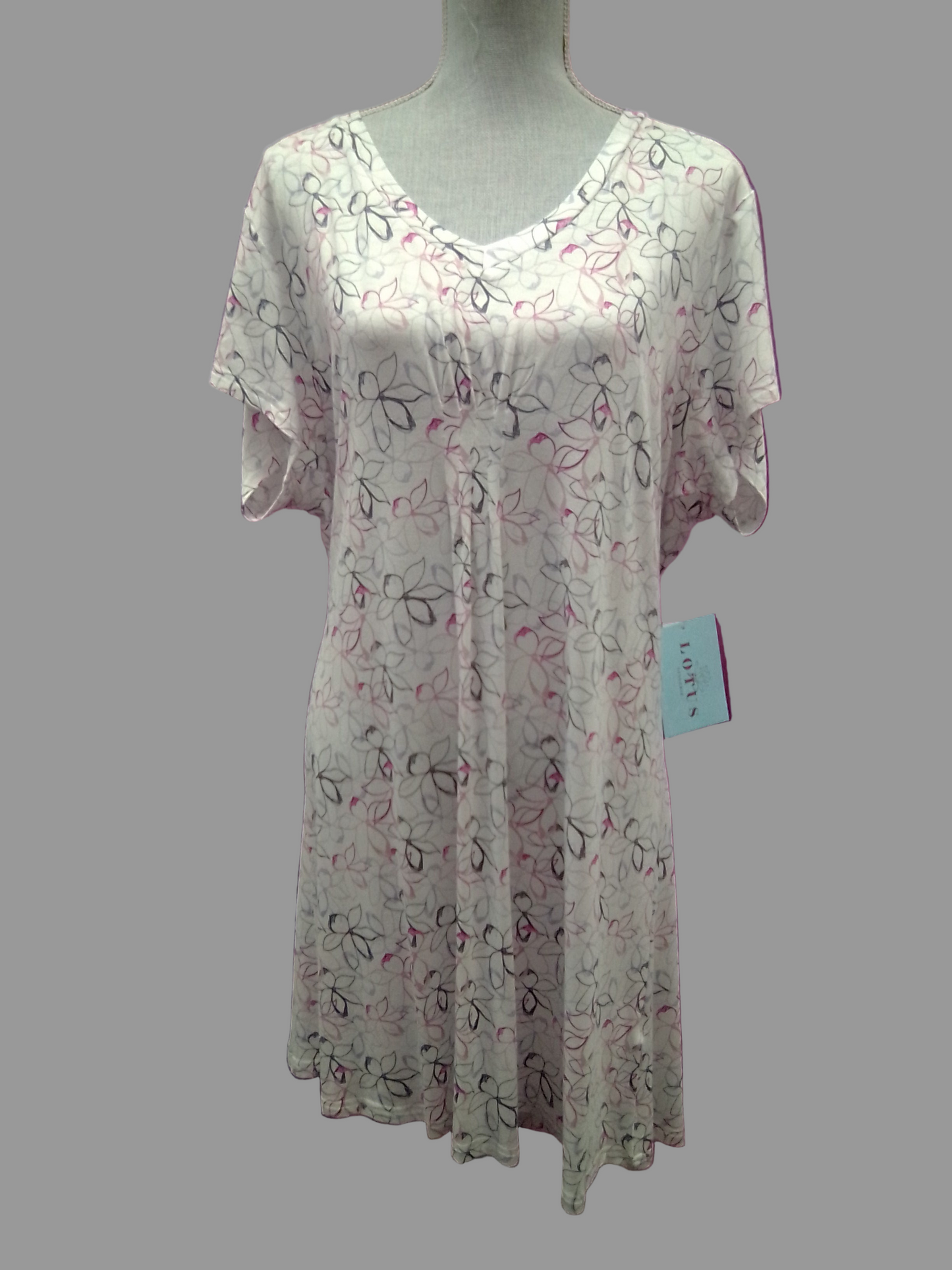 Lotus 5 Seam Sleepshirt - Floral Print - 2X - L1010