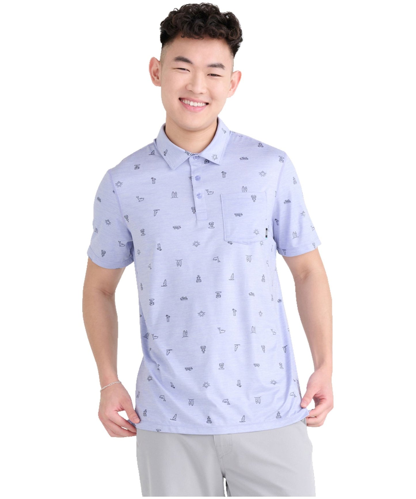 SAXX Men's Droptemp Print, All Day Coolin Polo