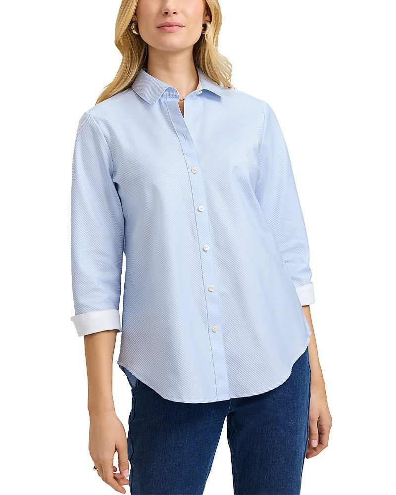 Foxcroft Margie Dobby Cotton Shirt - Soft Blue - 203597