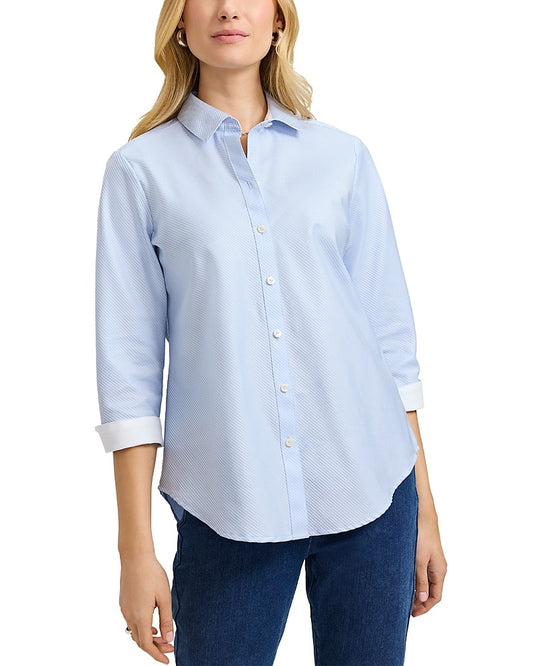 Foxcroft Margie Dobby Cotton Shirt - Soft Blue - 203597