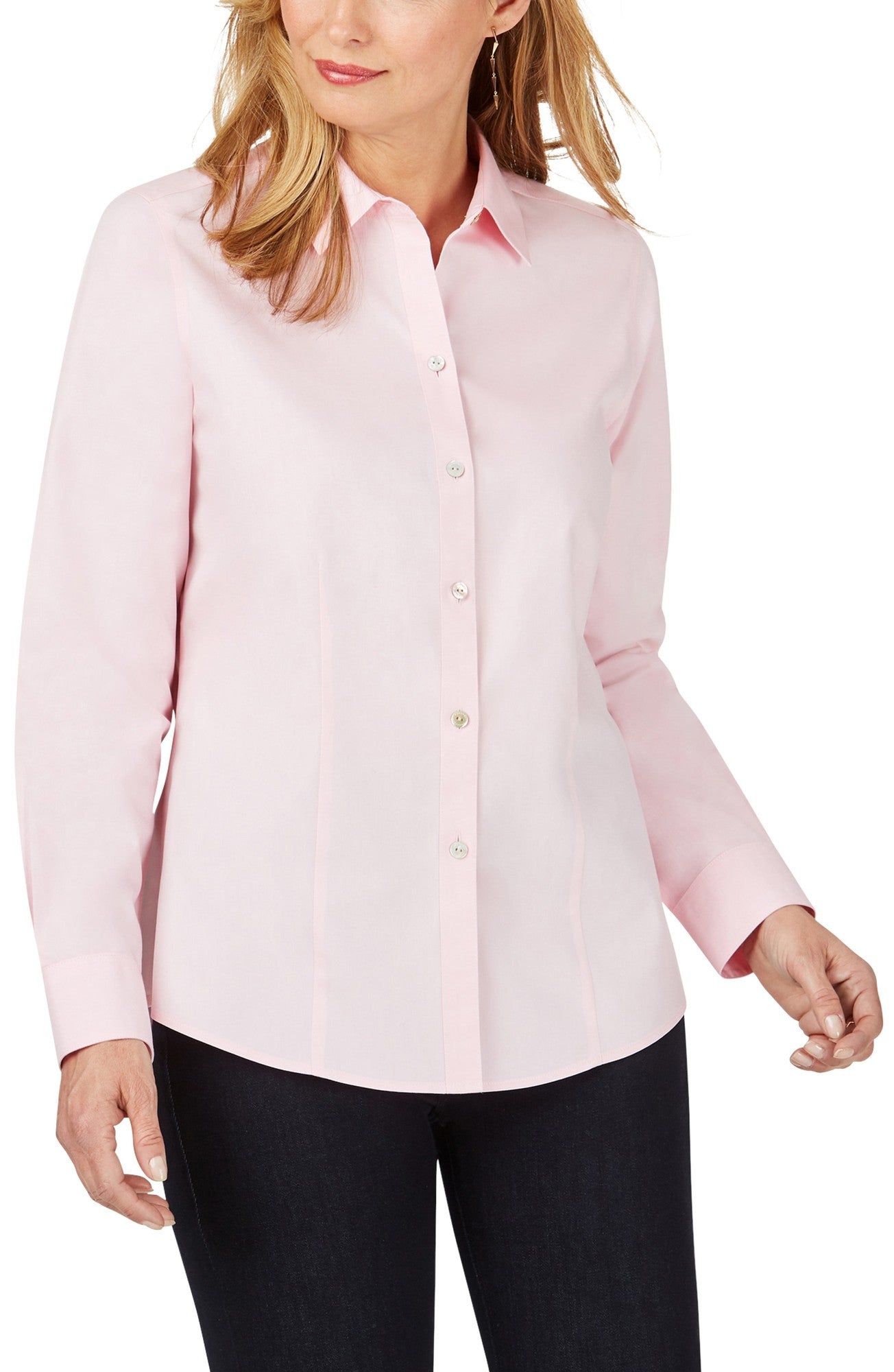 Foxcroft Dianna Non-Iron Cotton Shirt - Chambray Pink - 187946