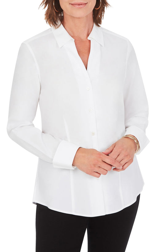 Foxcroft Chrissy Non-Iron Button-up Shirt - White - Size 6 - 179204