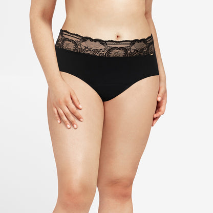 Chantelle High Waist Lace Heavy Flow Period Panty Briefs - Black - C15l70