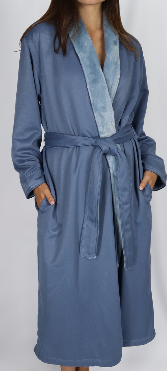 Mansfield Luxe Microfiber Shimmer Lined Robe for Women - O/S - Blue - M137sp