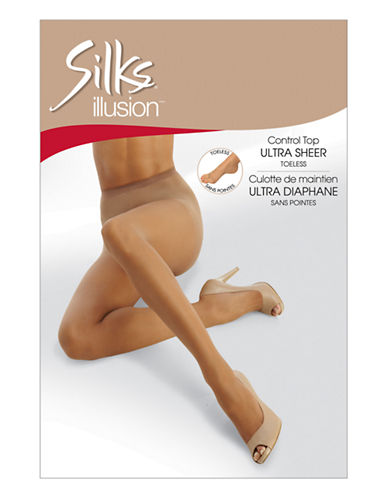 Silks Illusion Control top sheer toeless stockings in Natural - 19139