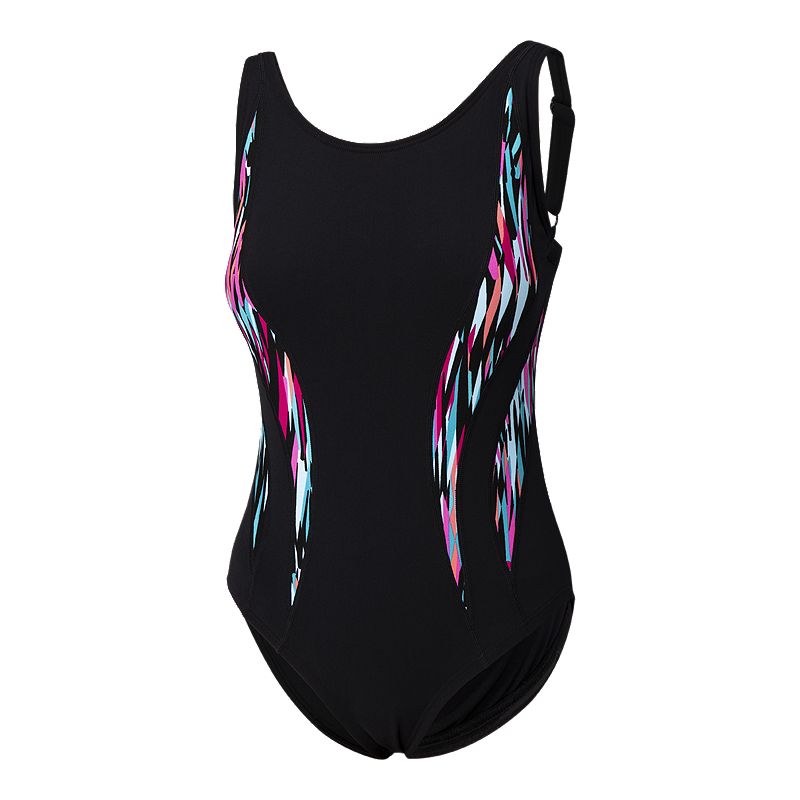 Gabar Women's Scoop Neck Splice, One Piece Swimsuit Size 12 - Black - G3D405