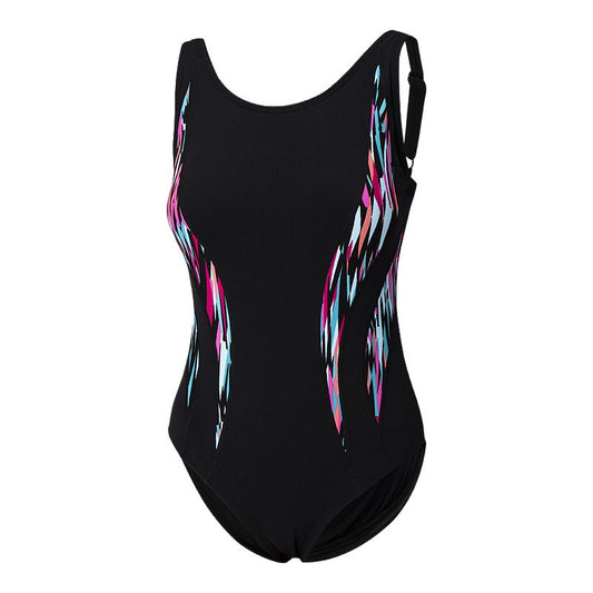 Gabar Women's Scoop Neck Splice, One Piece Swimsuit Size 12 - Black - G3D405