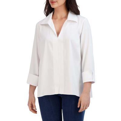 Foxcroft Agnes No Iron Stretch Long Sleeve Popover Shirt - 199955