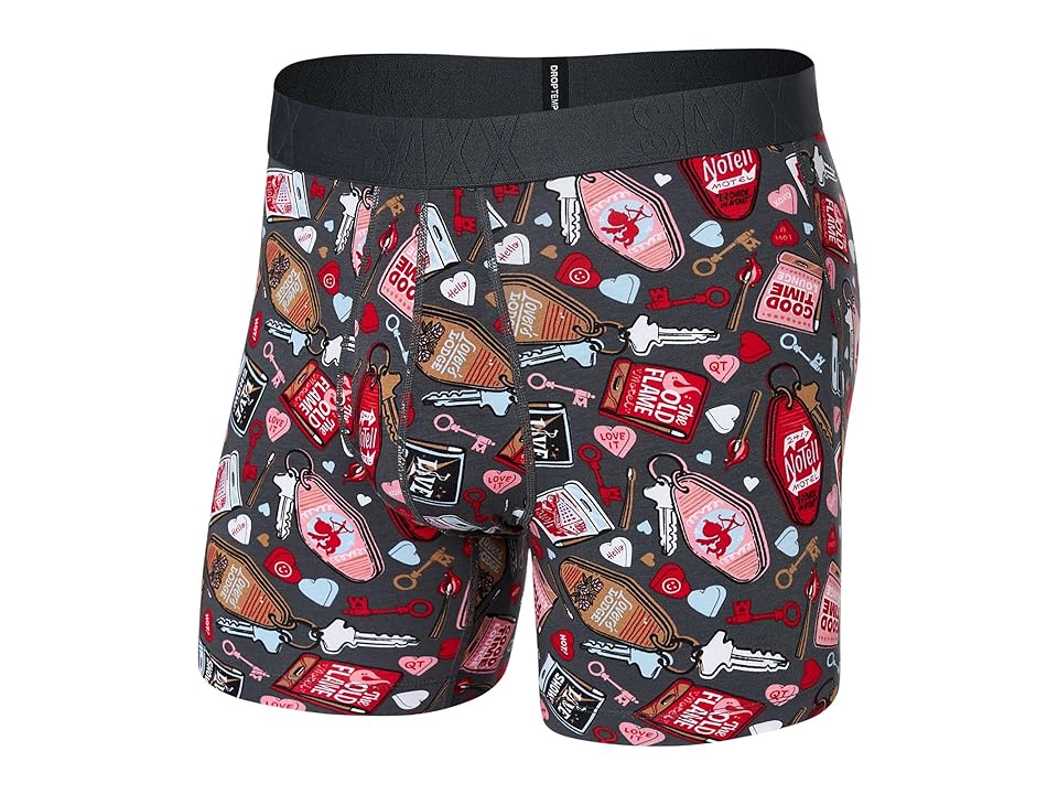 SAXX Droptemp Cooling Cotton Boxer Briefs - S - No Tell Motel/Graphite - SXBB44 NTG