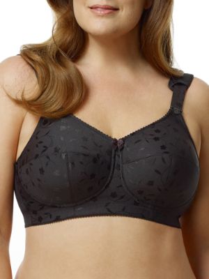 Elila Jacquard Wireless Softcup Bra - 40I - Black - 1305