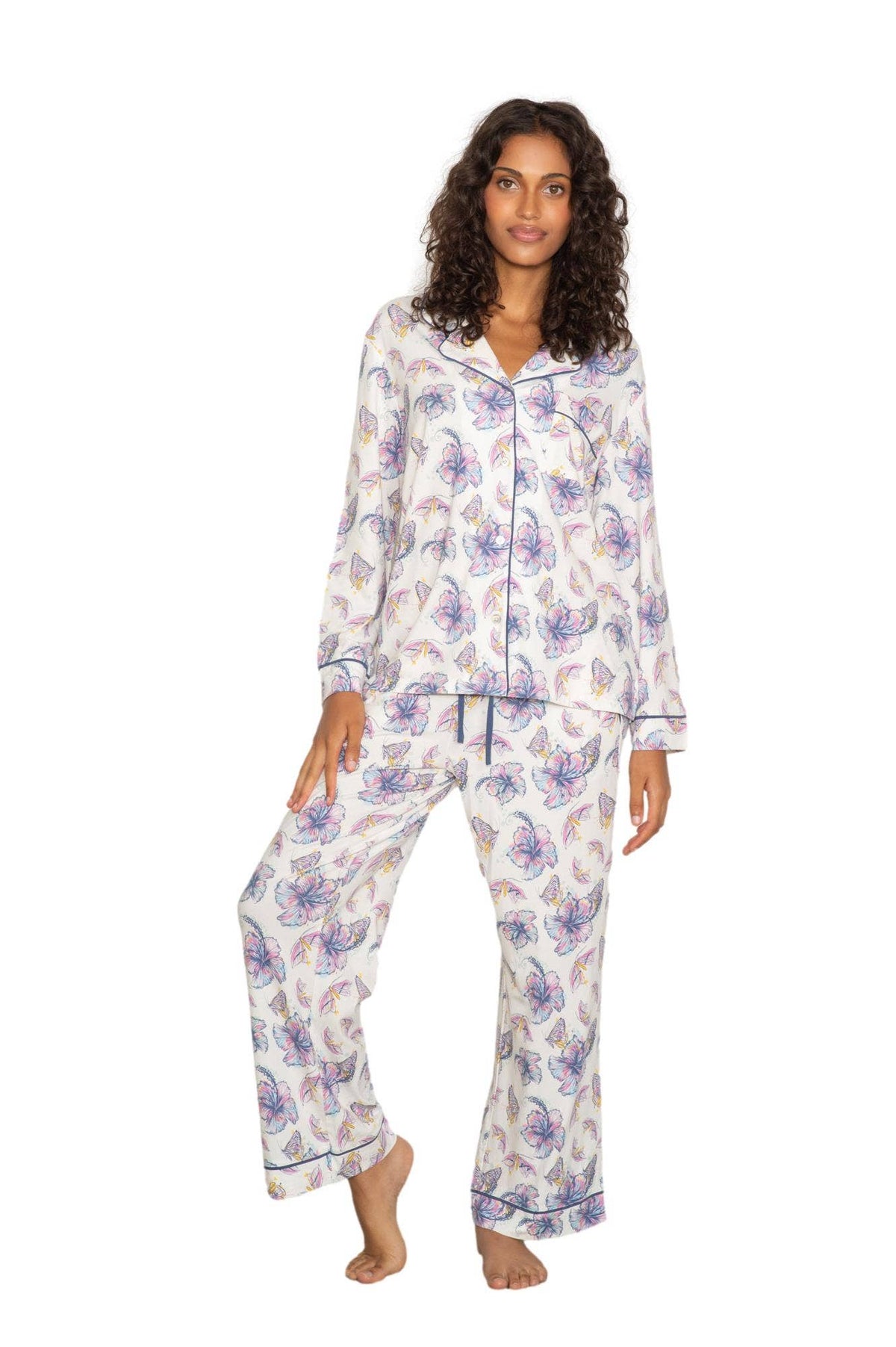 Lattelove Long Sleeve Notch Collar Pant Set - LW09KS052