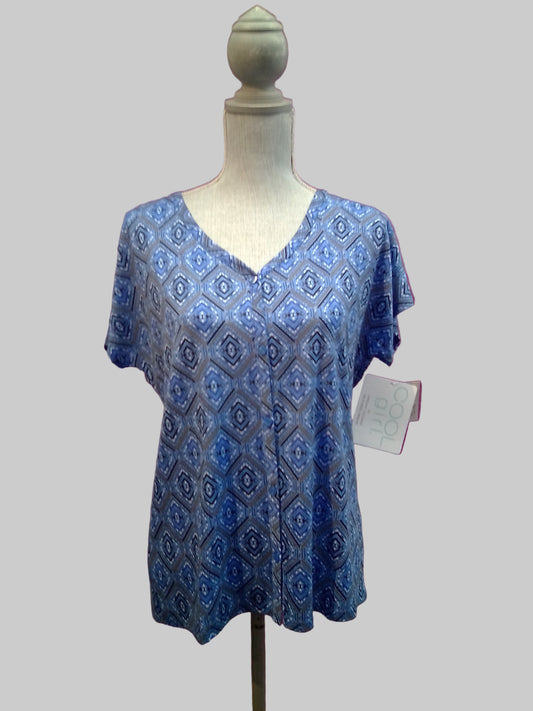Cool Girl V-Neck Sleep Top - Blue Geo - C325103