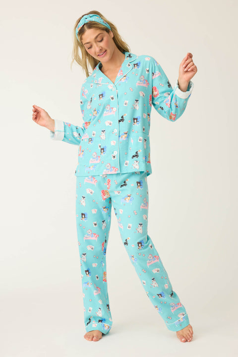 P.J. Salvage Women's This Is How I Roll 3-Piece Flannel PJ Set - Turquoise - XL -RUFLPJ