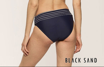 Black Sand Navy Striped Fold Over Waistband Bikini Bottoms - Size 12 - Navy - 42SP25-B1
