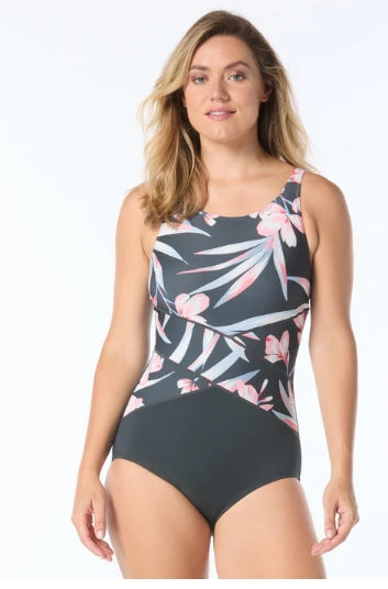 Gabar High Neck One Piece Mastectomy- Friendly Swimsuit -Volcanic - G8W215 022