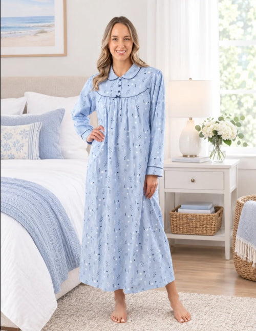 Patricia Flannel Ditsy Floral Night Gown - 119