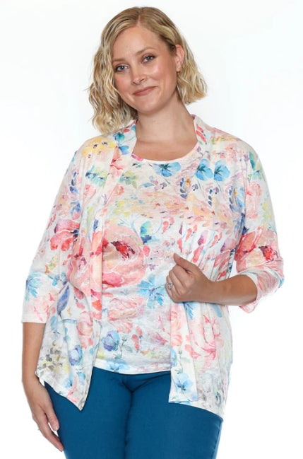 Papa Fashion Printed Tank & Cardigan Twin Set - T5950