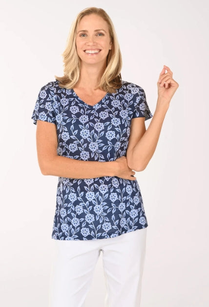 Tango Mango Indigo Vine V-Neck Tee - T6636 6404