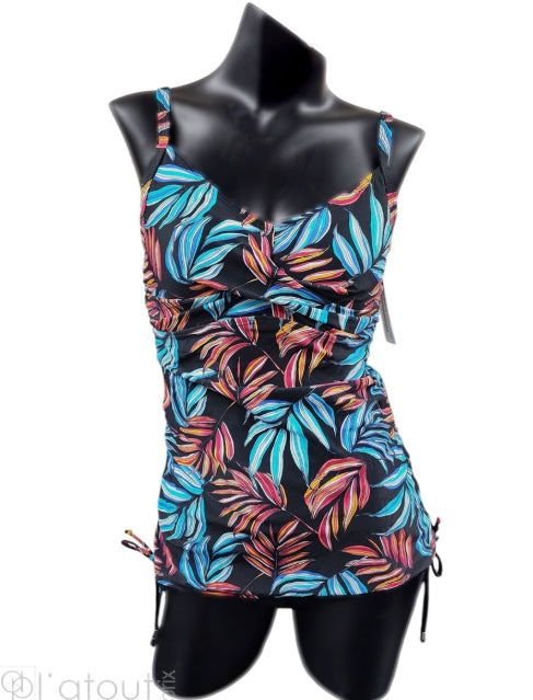 Karmilla Tankini bikini top - Black & Brights - T1-506